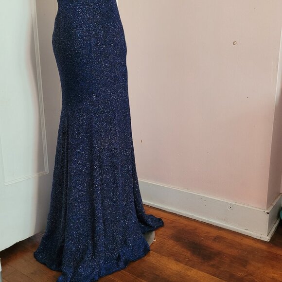 Fiesta Fashion Blue Sparkle Full Length Dress Size Medium - Picture 10 of 12